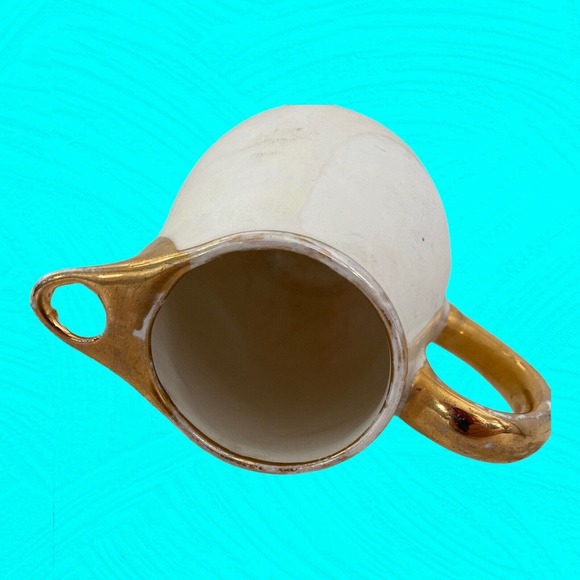Edwin M Knowles Lusterware Creamer Gold Trim Signed 4” Vtg - Picture 4 of 9